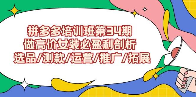 拼多多培训班第34期：做高价女装必盈利剖析  选品/测款/运营/推广/拓展-领航创业网