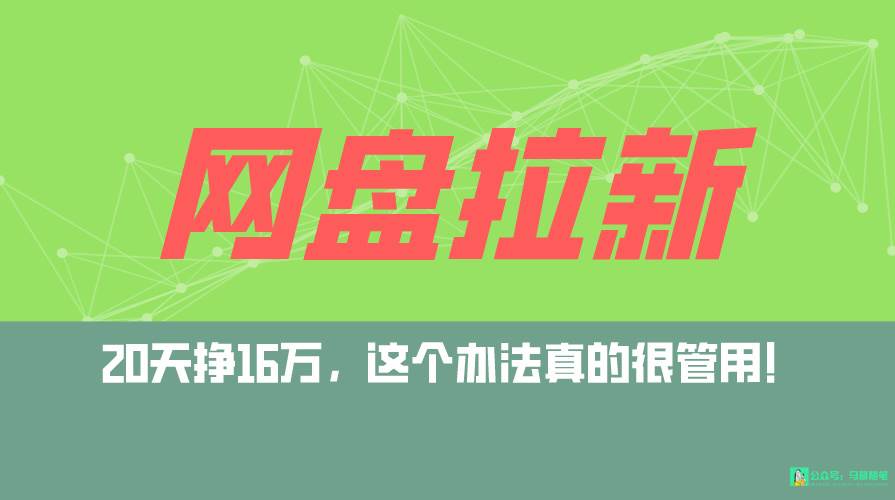 网盘拉新+私域全自动玩法，0粉起号，小白可做，当天见收益，已测单日破5000-领航创业网