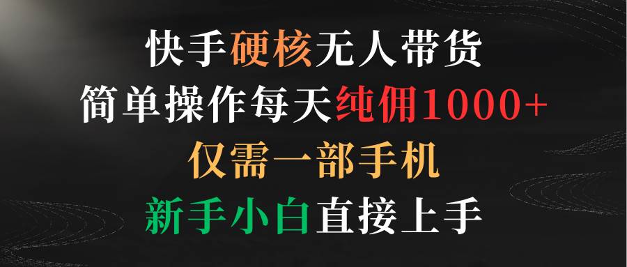 快手硬核无人带货，简单操作每天纯佣1000+,仅需一部手机，新手小白直接上手-领航创业网