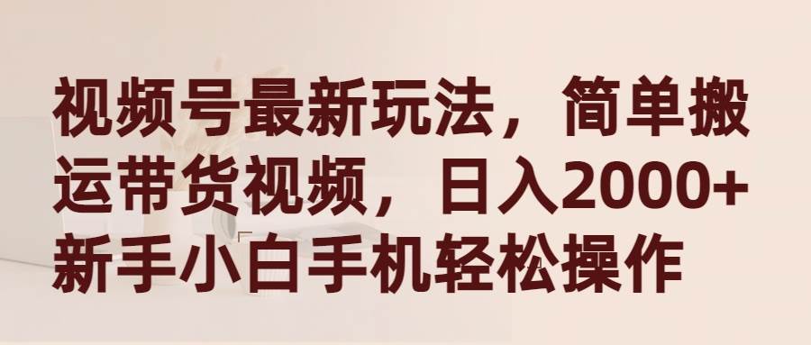 视频号最新玩法，简单搬运带货视频，日入2000+，新手小白手机轻松操作-领航创业网