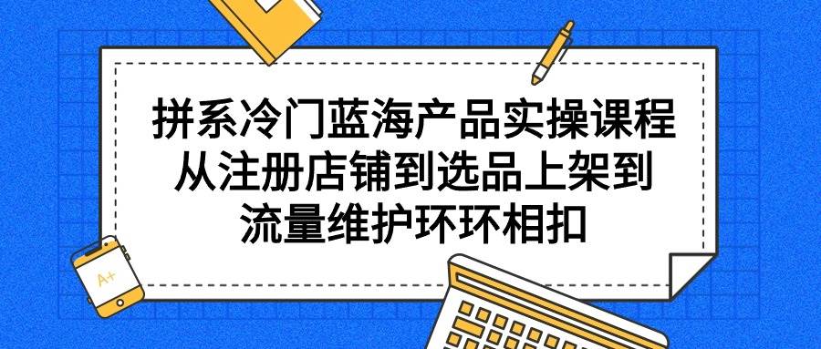 拼系冷门蓝海产品实操课程，从注册店铺到选品上架到流量维护环环相扣-领航创业网