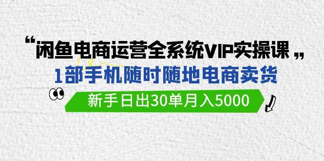 闲鱼电商运营全系统VIP实战课，1部手机随时随地卖货，新手日出30单月入5000-领航创业网