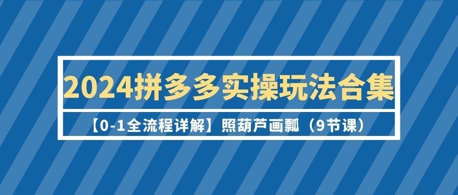2024拼多多实操玩法合集【0-1全流程详解】照葫芦画瓢（9节课）-领航创业网