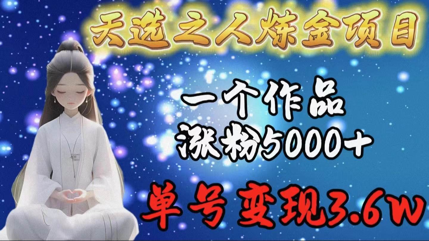 天选之人炼金项目，一个作品涨粉5000+，单号变现3.6w-领航创业网