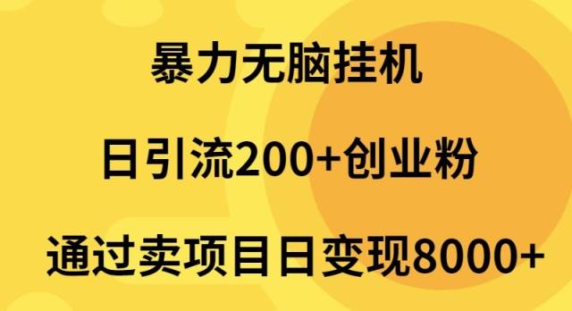 暴力无脑挂机日引流200+创业粉通过卖项目日变现2000+-领航创业网