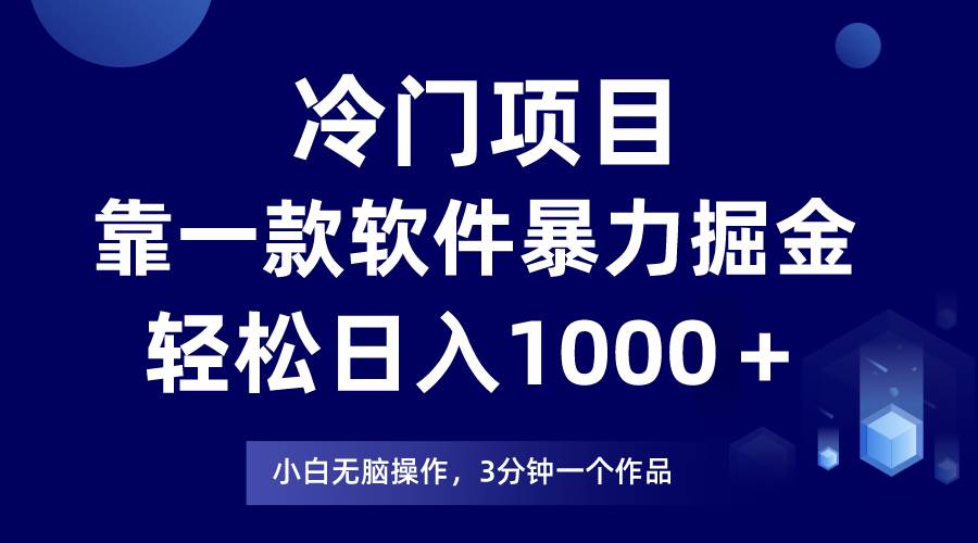 冷门项目，靠一款软件暴力掘金日入1000＋，小白轻松上手第二天见收益-领航创业网