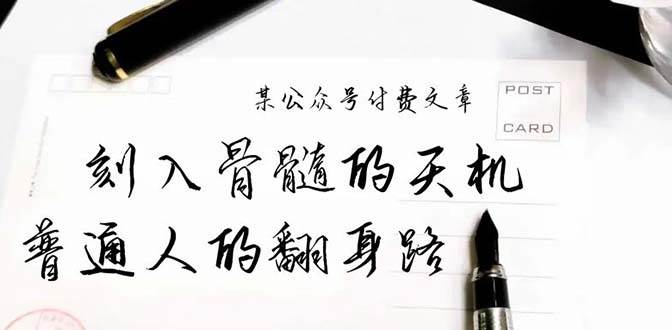 某公众号付费文章：刻入骨髓的天机，揭露“普通人的翻身路” 这件通天大事-领航创业网