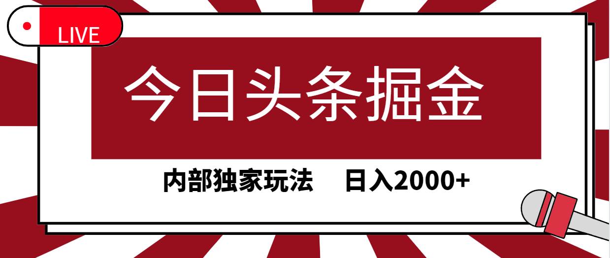 今日头条掘金，30秒一篇文章，内部独家玩法，日入2000+-领航创业网