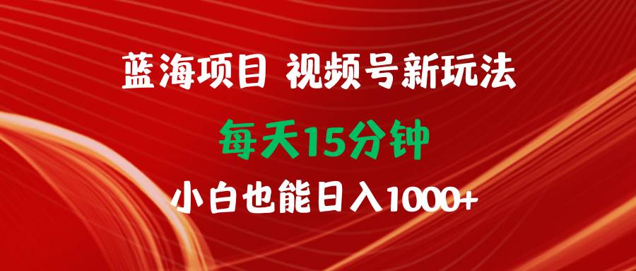 蓝海项目视频号新玩法 每天15分钟 小白也能日入1000+-领航创业网