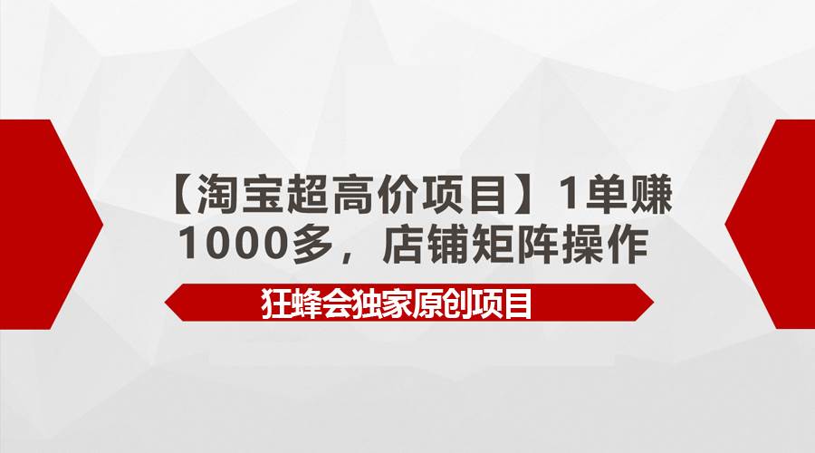 【淘宝超高价项目】1单赚1000多，店铺矩阵操作-领航创业网