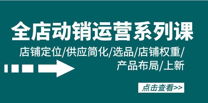 全店·动销运营系列课：店铺定位/供应简化/选品/店铺权重/产品布局/上新-领航创业网
