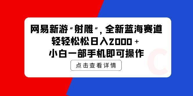 网易新游 射雕 全新蓝海赛道，轻松日入2000＋小白一部手机即可操作-领航创业网