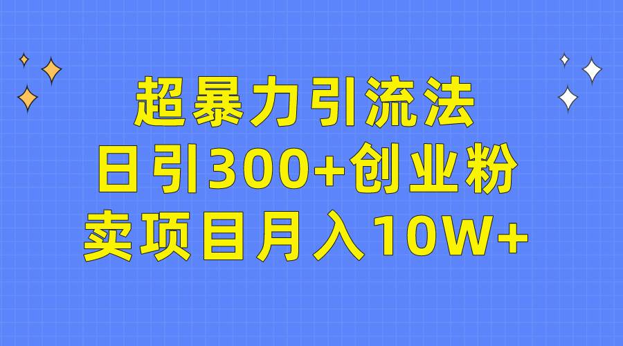 超暴力引流法，日引300+创业粉，卖项目月入10W+-领航创业网