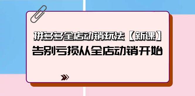 拼多多全店动销玩法【新课】，告别亏损从全店动销开始（4节视频课）-领航创业网