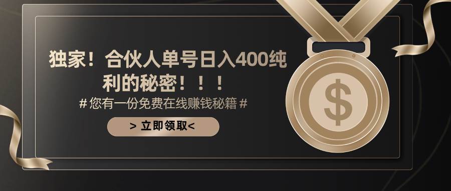 合伙人广告撸金最新玩法，每天单号400纯利-领航创业网