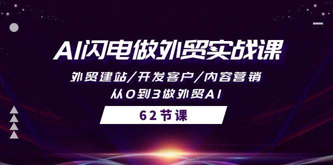 AI闪电做外贸实战课，外贸建站/开发客户/内容营销/从0到3做外贸AI-62节-领航创业网