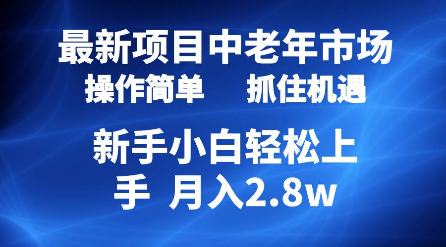 2024最新项目，中老年市场，起号简单，7条作品涨粉4000+，单月变现2.8w-领航创业网