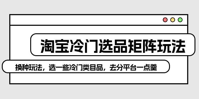 淘宝冷门选品矩阵玩法：换种玩法，选一些冷门类目品，去分平台一点羹-领航创业网