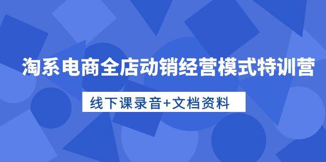 淘系电商全店动销经营模式特训营，线下课录音+文档资料-领航创业网