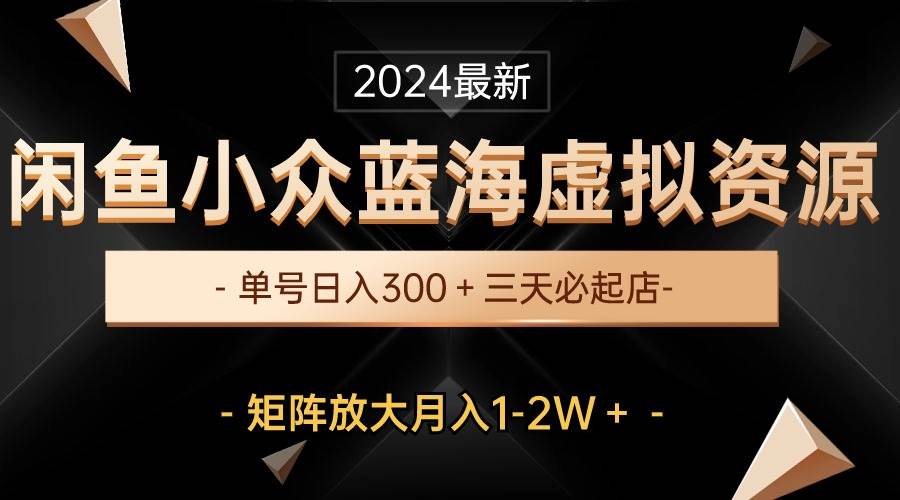 最新闲鱼小众蓝海虚拟资源，单号日入300＋，三天必起店，矩阵放大月入1-2W-领航创业网