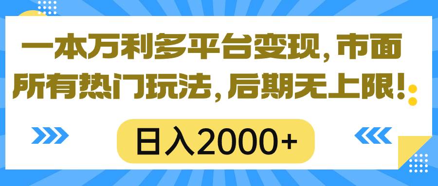 一本万利多平台变现，市面所有热门玩法，日入2000+，后期无上限！-领航创业网
