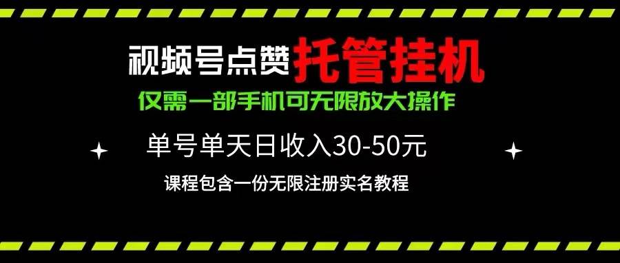 视频号点赞托管挂机，单号单天利润30~50，一部手机无限放大（附带无限…-领航创业网