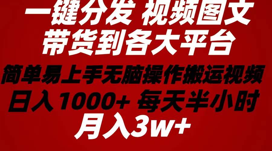 2024年 一键分发带货图文视频  简单易上手 无脑赚收益 每天半小时日入1…-领航创业网