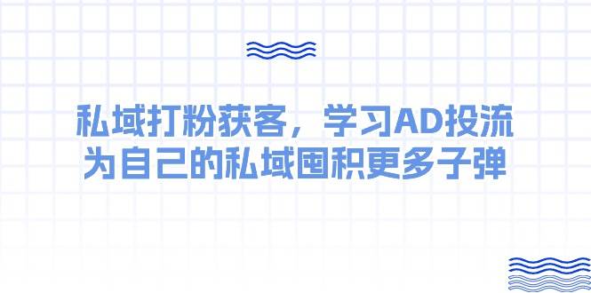 某收费课：私域打粉获客，学习AD投流，为自己的私域囤积更多子弹-领航创业网