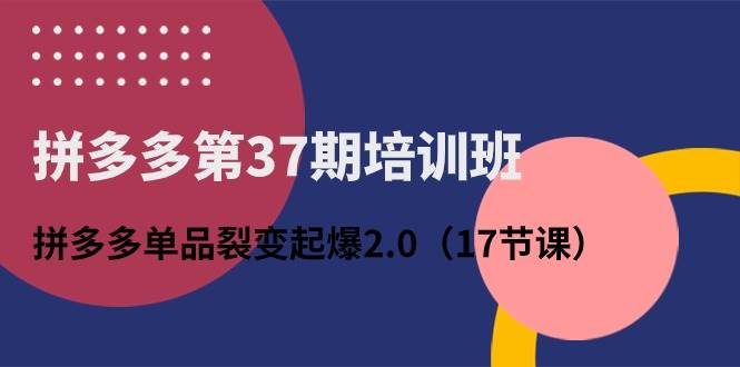 拼多多第37期培训班：拼多多单品裂变起爆2.0（17节课）-领航创业网