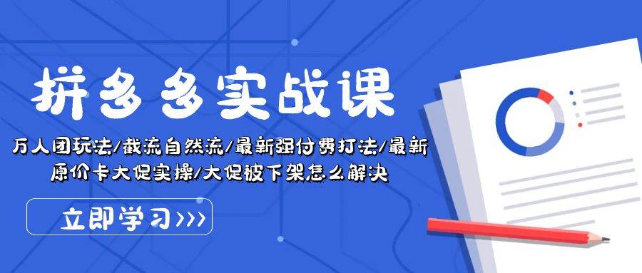 拼多多·实战课：万人团玩法/截流自然流/最新强付费打法/最新原价卡大促..-领航创业网