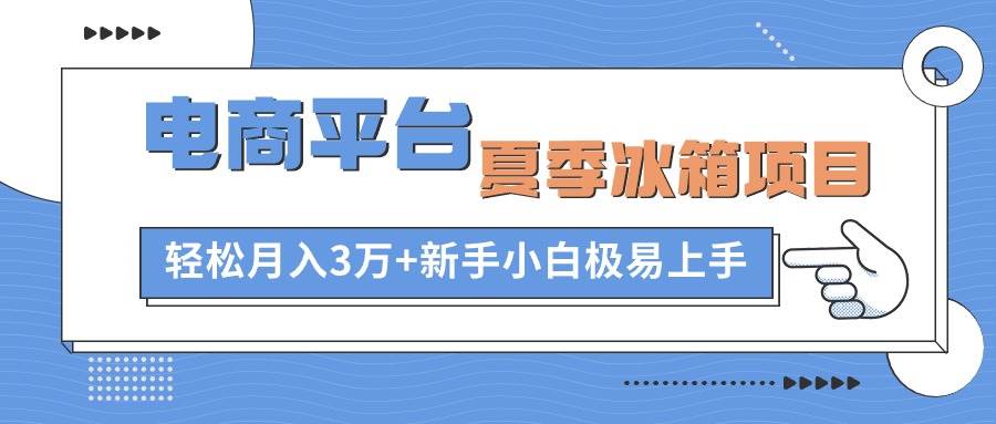 电商平台夏季冰箱项目，轻松月入3万+，新手小白极易上手-领航创业网