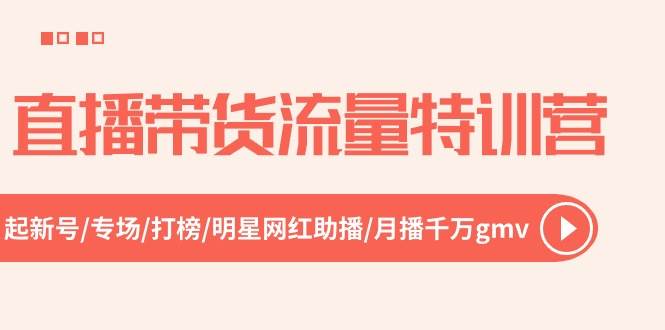 直播带货流量特训营，起新号-专场-打榜-明星网红助播 月播千万gmv（52节）-领航创业网
