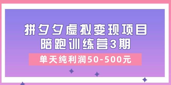 某收费培训《拼夕夕虚拟变现项目陪跑训练营3期》单天纯利润50-500元-领航创业网