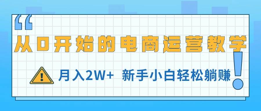 从0开始的电商运营教学，月入2W+，新手小白轻松躺赚-领航创业网