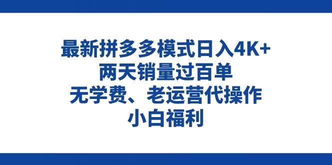 拼多多最新模式日入4K+两天销量过百单，无学费、老运营代操作、小白福利-领航创业网