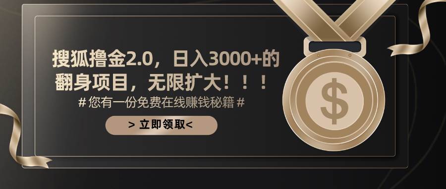搜狐撸金2.0日入3000+，可无限扩大的翻身项目-领航创业网