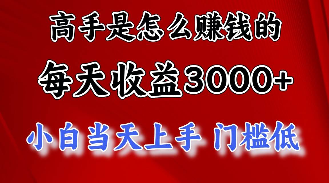 高手是怎么赚钱的，一天收益3000+ 这是穷人逆风翻盘的一个项目，非常…-领航创业网