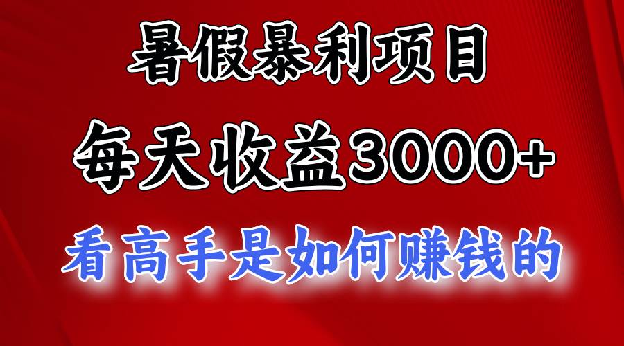 暑假暴利项目，每天收益3000+ 努努力能达到5000+，暑假大流量来了-领航创业网