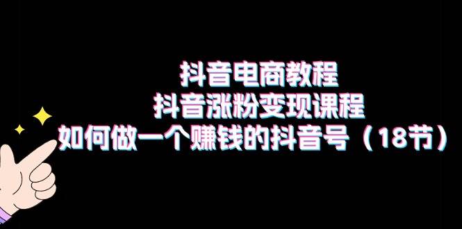抖音电商教程：抖音涨粉变现课程：如何做一个赚钱的抖音号（18节）-领航创业网