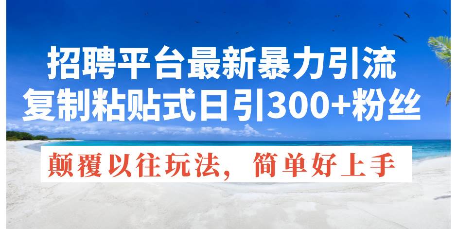 招聘平台最新暴力引流，复制粘贴式日引300+粉丝，颠覆以往垃圾玩法，简…-领航创业网
