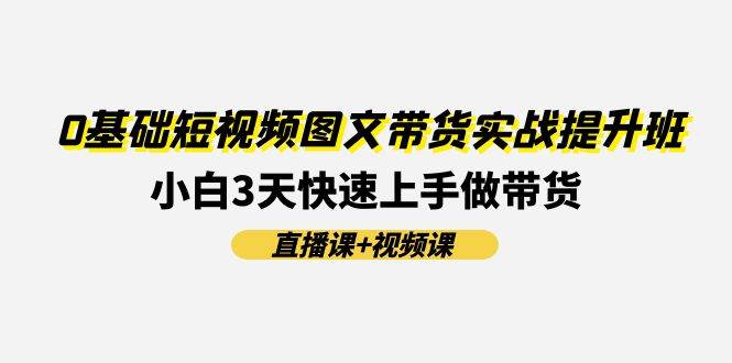 0基础短视频图文带货实战提升班(直播课+视频课)：小白3天快速上手做带货-领航创业网