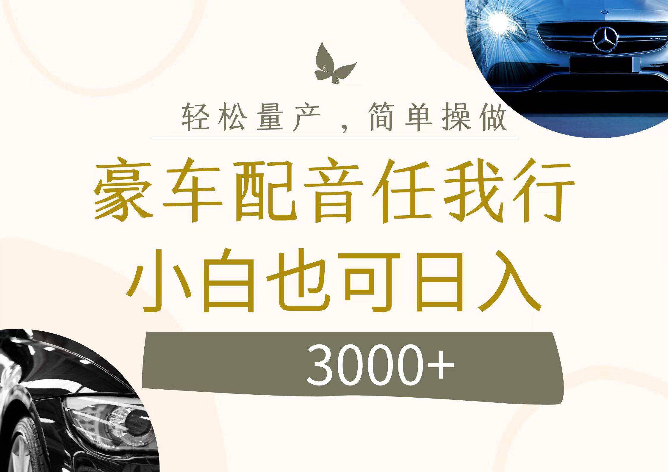 不为人知的暴力小项目，豪车配音，日入3000+-领航创业网