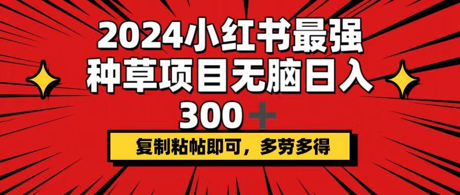 2024小红书最强种草项目，无脑日入300+，复制粘帖即可，多劳多得-领航创业网